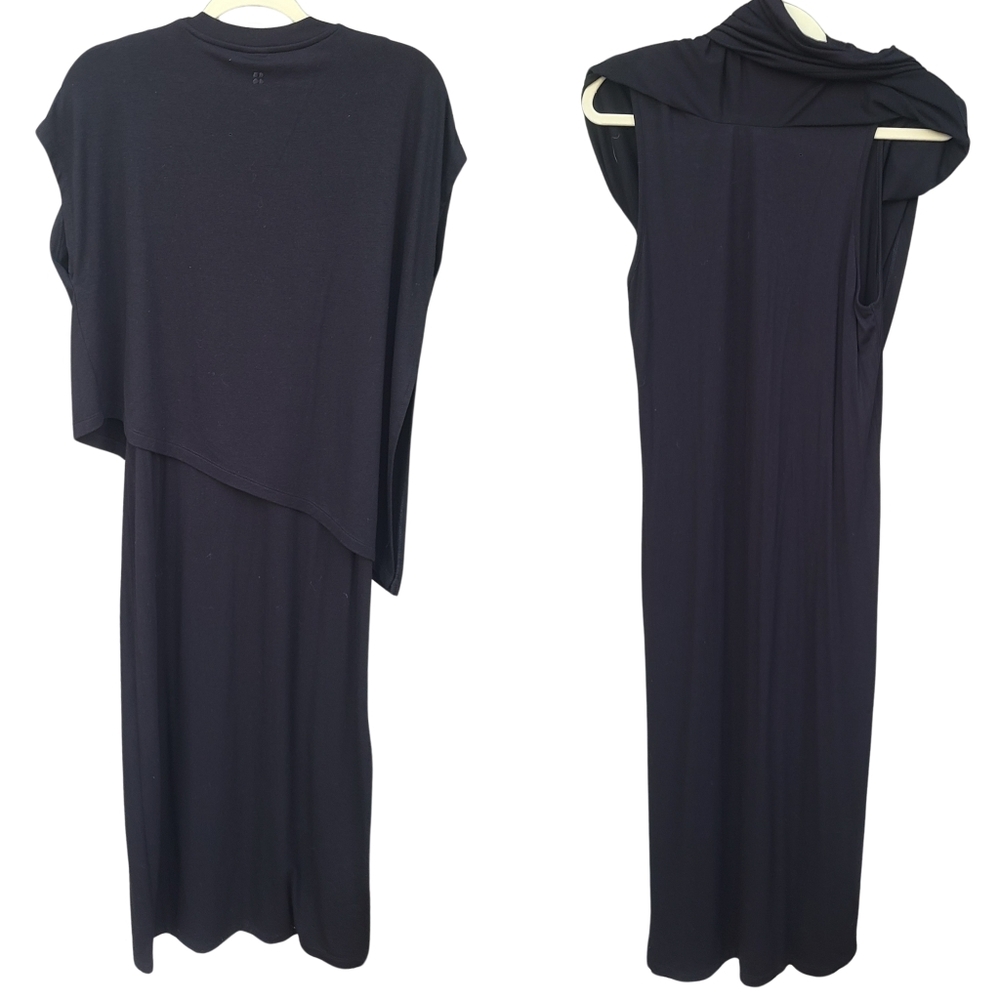 Sweaty Betty 'Mellow" Black Casual Soft Midi Convertible  Tshirt Dress - Picture 7 of 7